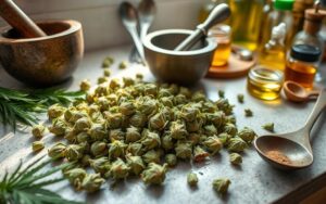 preparing CBD flower